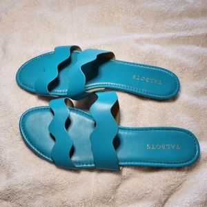 Talbots Size 10 Teal Slip On Flat Sandals